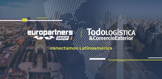 Sobre la foto de dos puntos turísticos incónicos de México y de Buenos Aires, en Argentina, está escrito Europartners Group y Todologística y comercio exterior, conectamos Latinoamérica